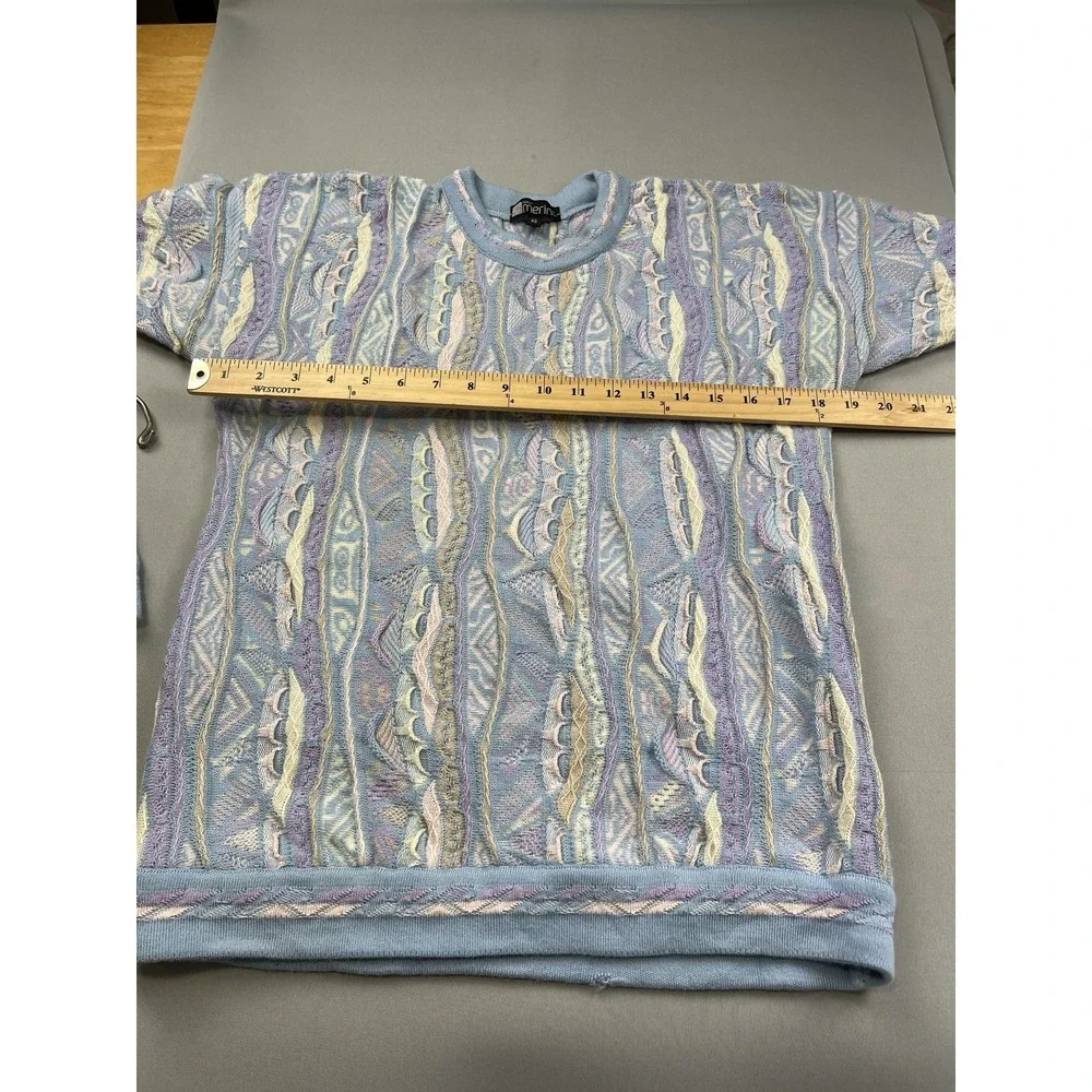 Vintage Purely Merino Sweater Womens XS Wool 3D Knit Pastel Crosby‎ 90s Retro